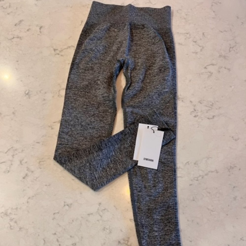 Gymshark High Waisted Flex Leggings- Charcoal Marl/Smokey Teal- SZ XS